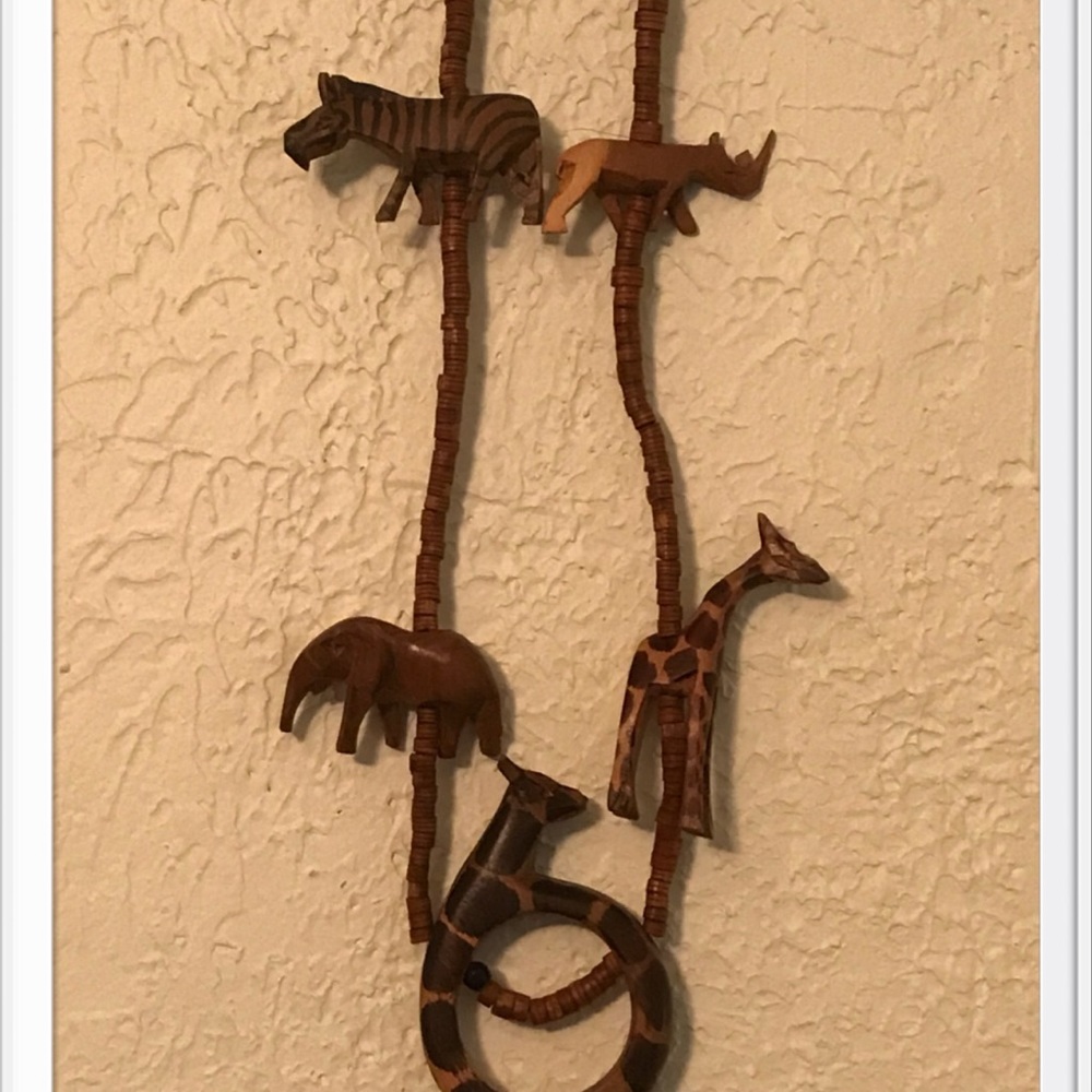 Vintage Hand Carved African Animal Necklace
